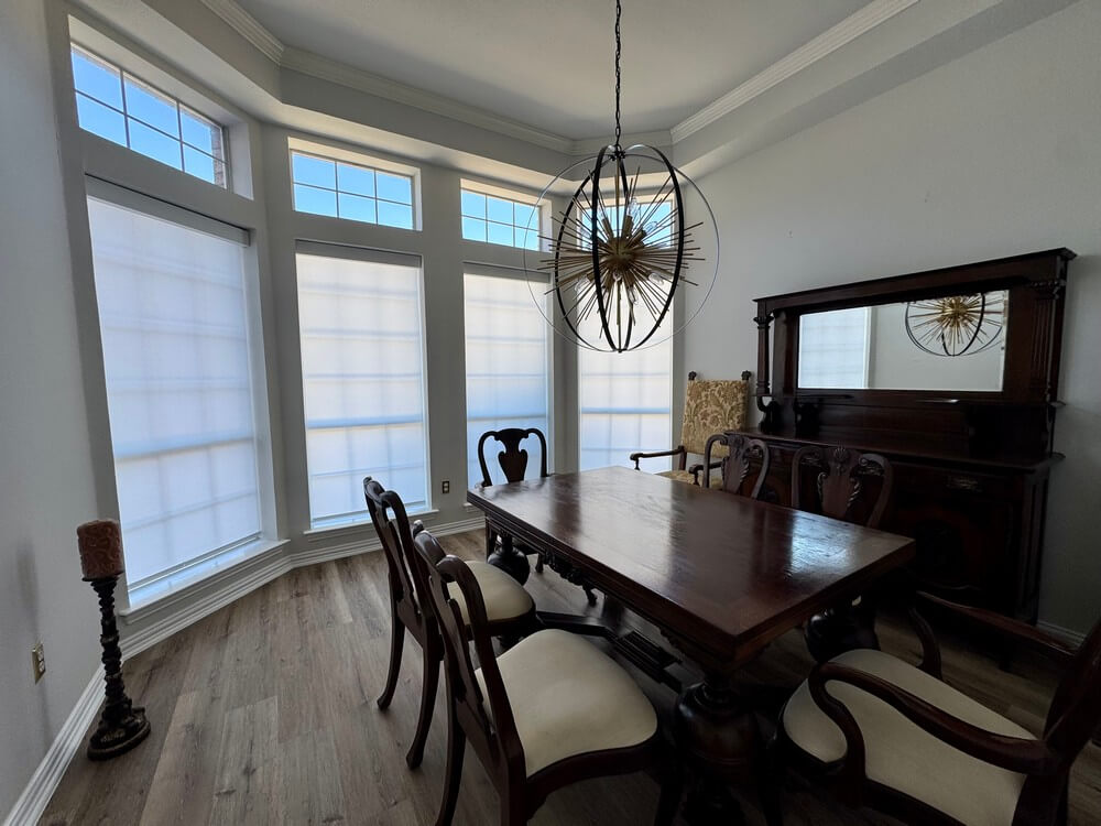 Beautiful Cordless Roller Shades Throughout Entire House on Oak Ridge Dr in Corinth, TX