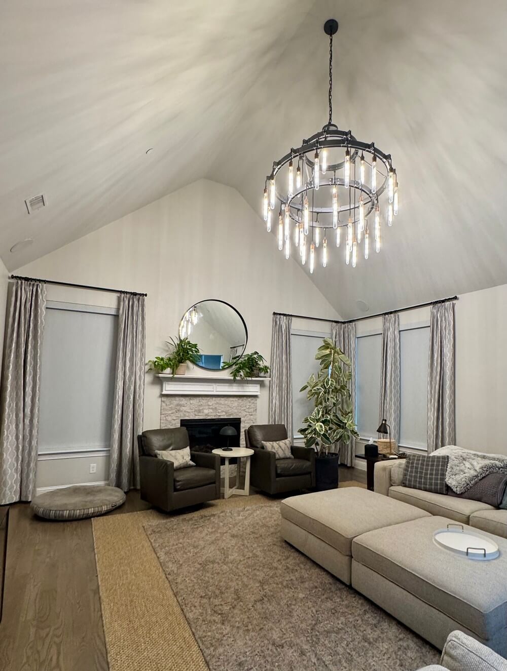 Gorgeous Living Room Motorized Roller Shades on Donnoli Dr in Flower Mound, TX